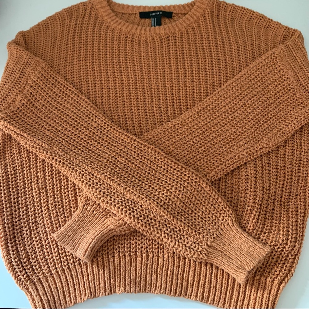 Forever 21 Brown Knit Crewneck Sweater